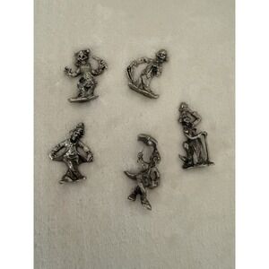 Lot of 5 Vintage PEWTER Clown Figurines Small Rodeo Circus Taiwan